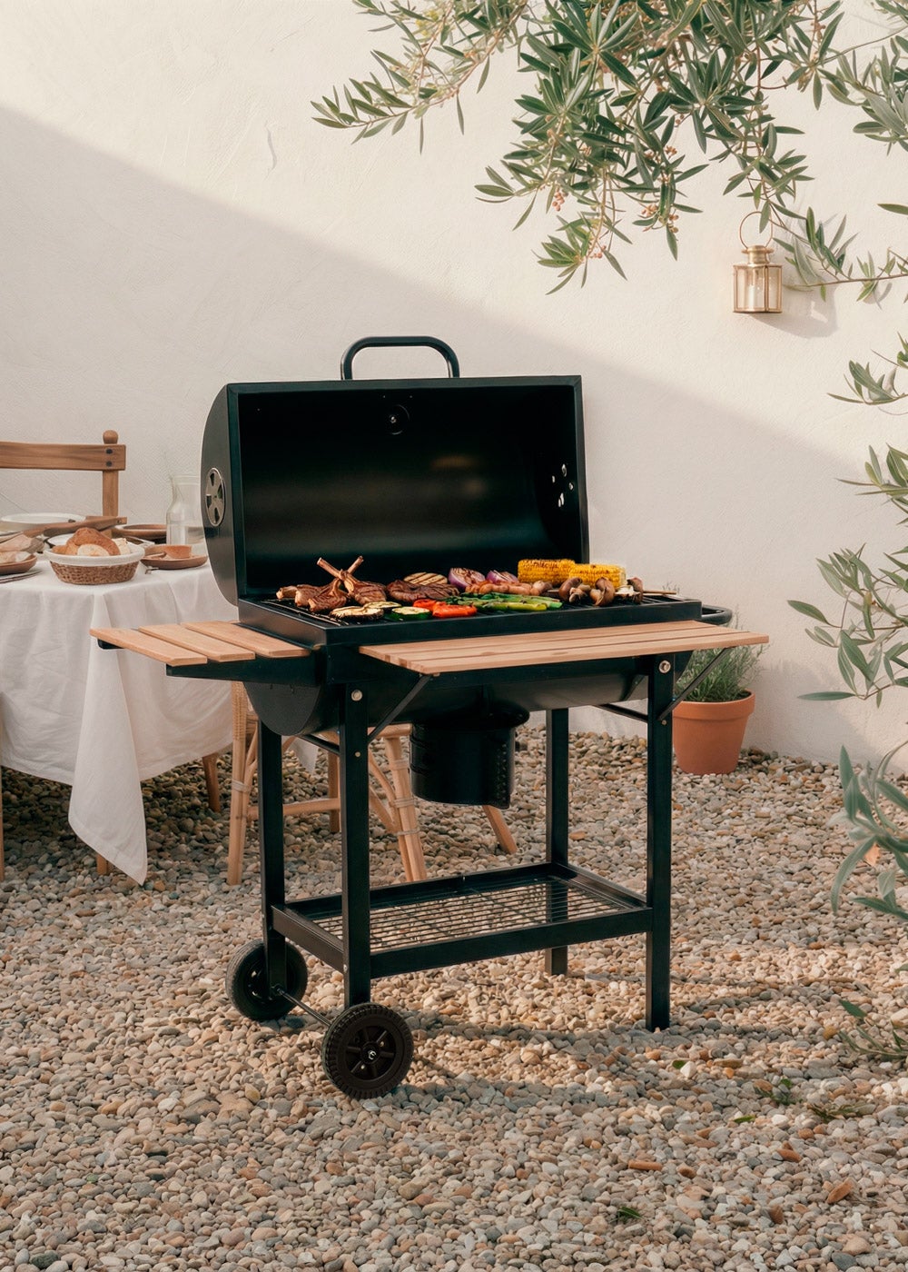 CREATE - BBQ SMOKEY EASY - Barbecue fumoir au charbon, sur roulettes - Noir - 2