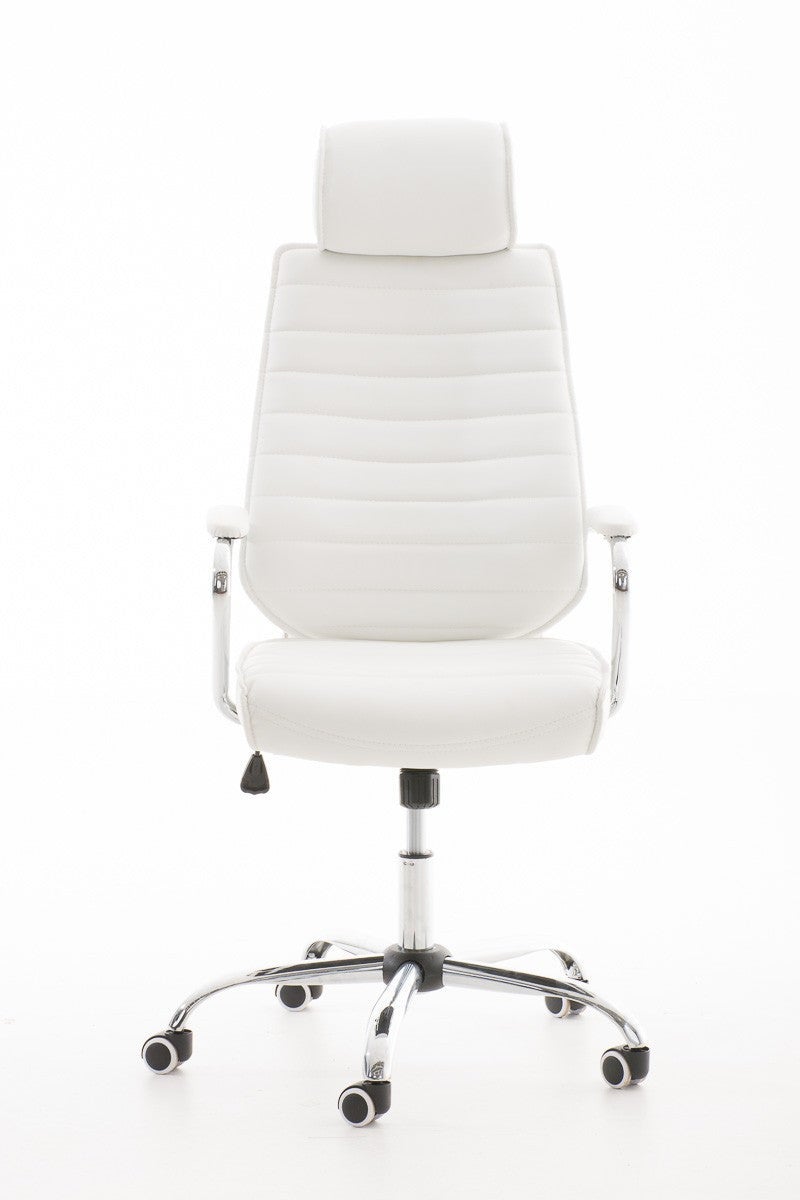 Fauteuil de bureau à roulettes en synthétique blanc hauteur réglable BUR10002 - 2