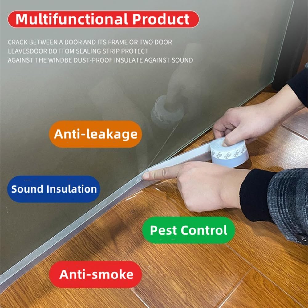 Tira de sellado de 5 m x 35 mm - Silicona transparente, resistente a la intemperie, impermeable, aislante para puertas y ventanas - 9