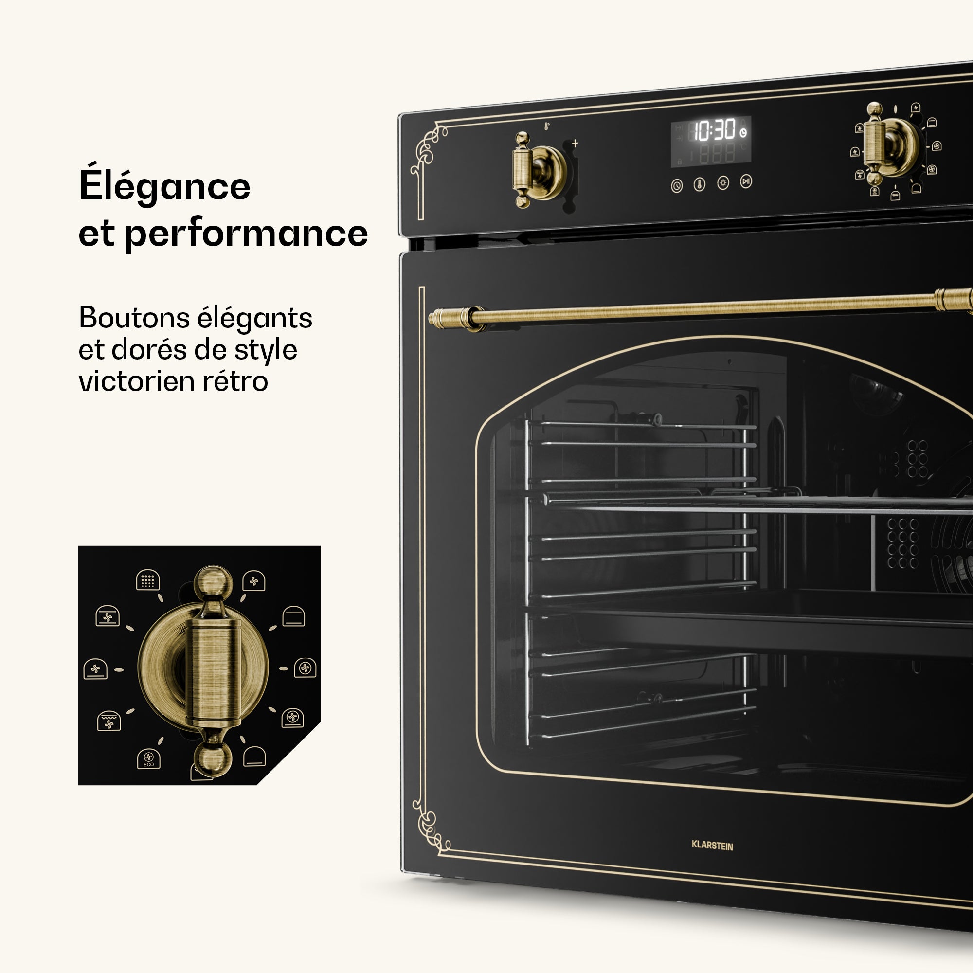 KLARSTEIN Four pyrolyse Victoria | Cuisinière électrique | 3150 W | 76 l | 60 cm Noir - 4