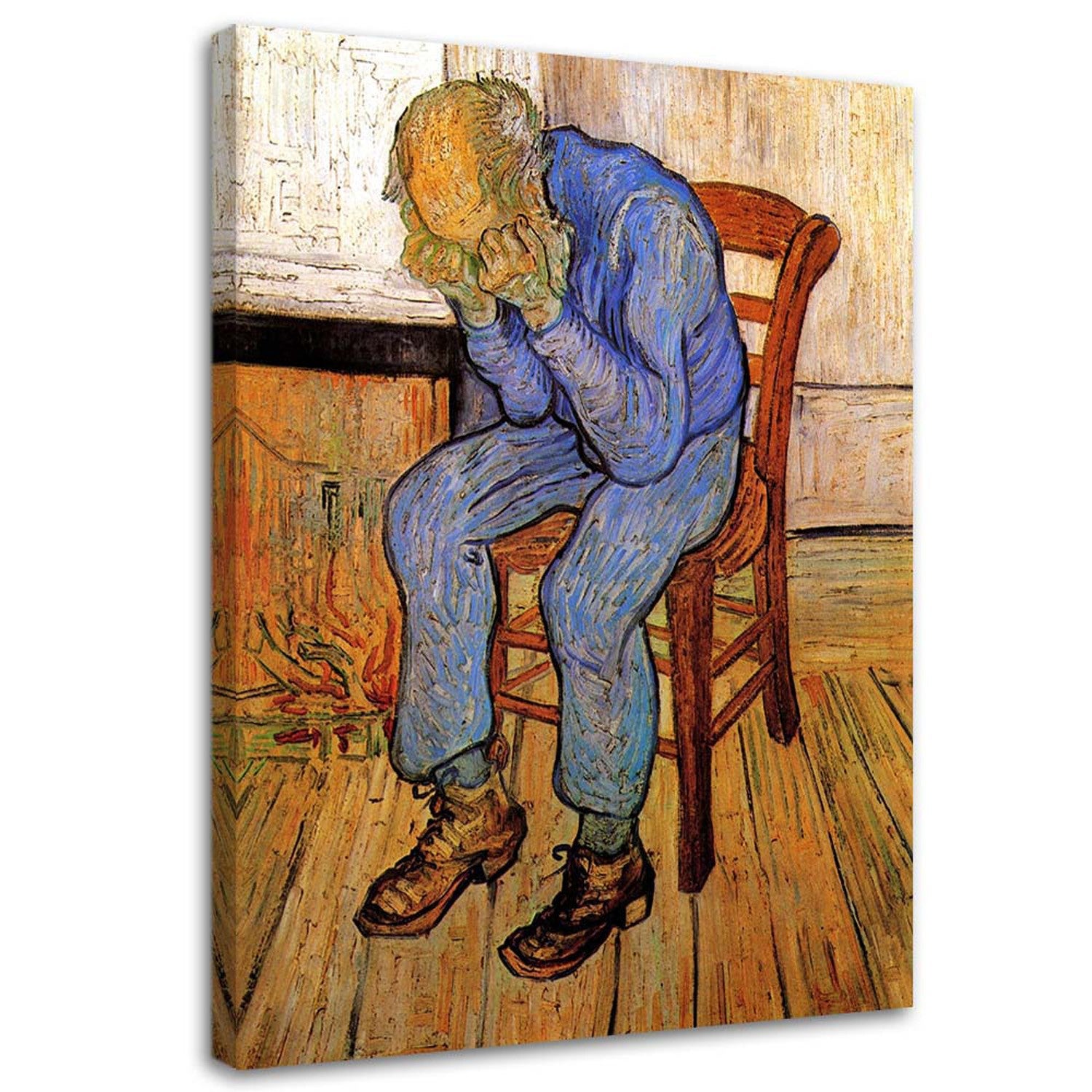 Obraz na płótnie, Stary człowiek w smutku - V. van Gogh reprodukcja 60x90