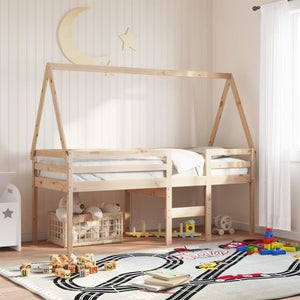 Cadre De Lit Cabane Enfant - Structure Tipi En Pin Massif - Blanc, 70x140 Cm - Pour Chambre D'enfant, Jeu Et Repos