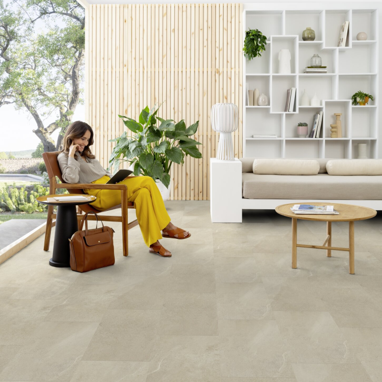 Dalle de sol PVC clipsable sous-couche intégrée effet pierre sandy stone GERFLOR Senso Premium Rigid Acoustic - 6