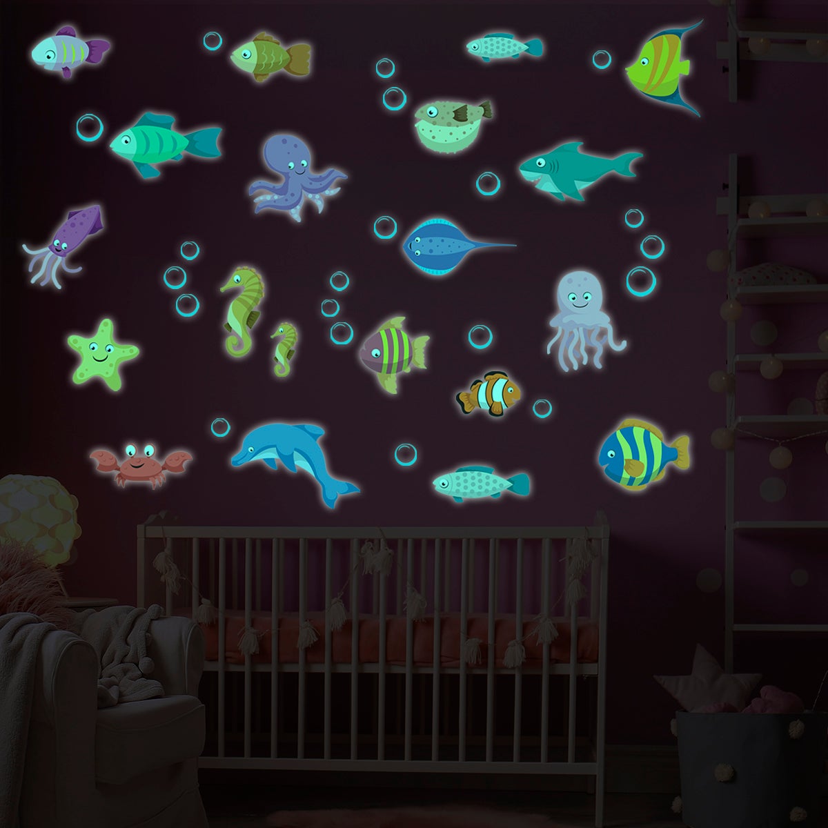 Adesivos fosforescente animali marini - Sticker adesivo - adesivi murali - 30x40cm - 5