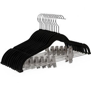Cintres Pinces Pinces à Cintres Velours Sysoon - Lot De 20 Pinces Noires 7cm Pour Pantalons Et Jupes Antidérapant Tissus Délicats