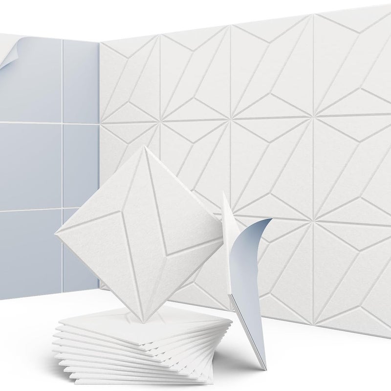 Zestaw samoprzylepnych paneli akustycznych wygłuszające wypełnienie poliestrowe panele ścienne dźwiękochłonne o wysokiej gęstości x x cm białe