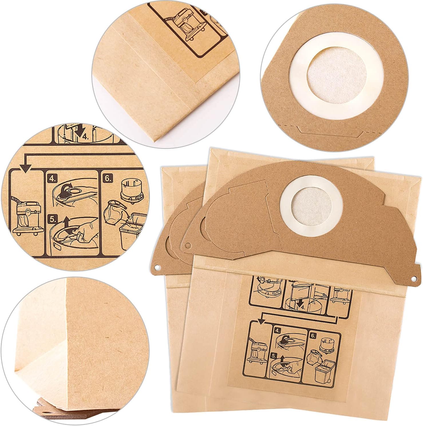 10 Sacs Filtre Remplacement pour Aspirateur Karcher WD2 MV2 6.904-322.0 WD2250 A2004 A2054 - 3