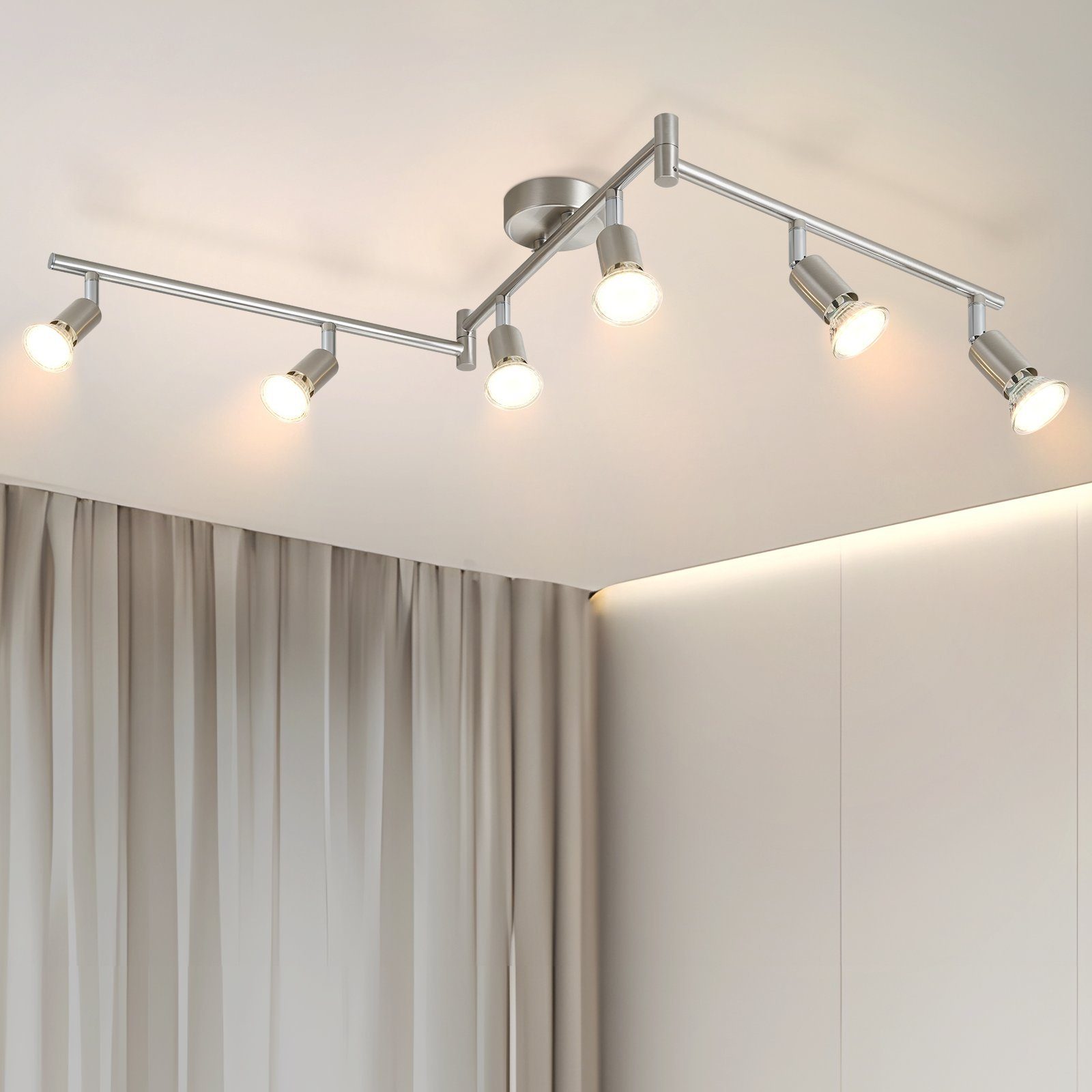 NETTLIFE 6 nowoczesnych Reflektorowaów sufitowych do salonu GU10 330° obrotowych ze stali nierdzewnej do sypialni wewnętrznej (bez żarówki)