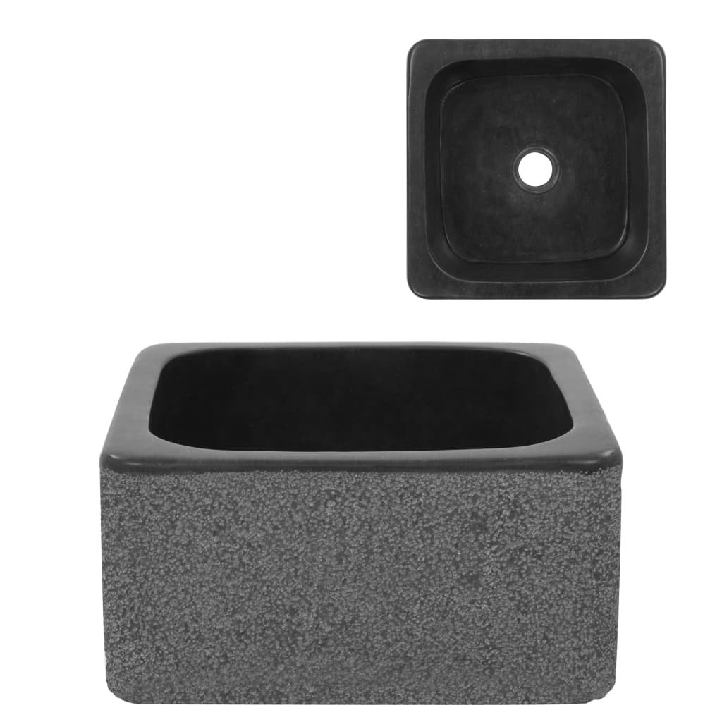 Lavabo de piedra de río negro 30x30x15 cm vidaxl