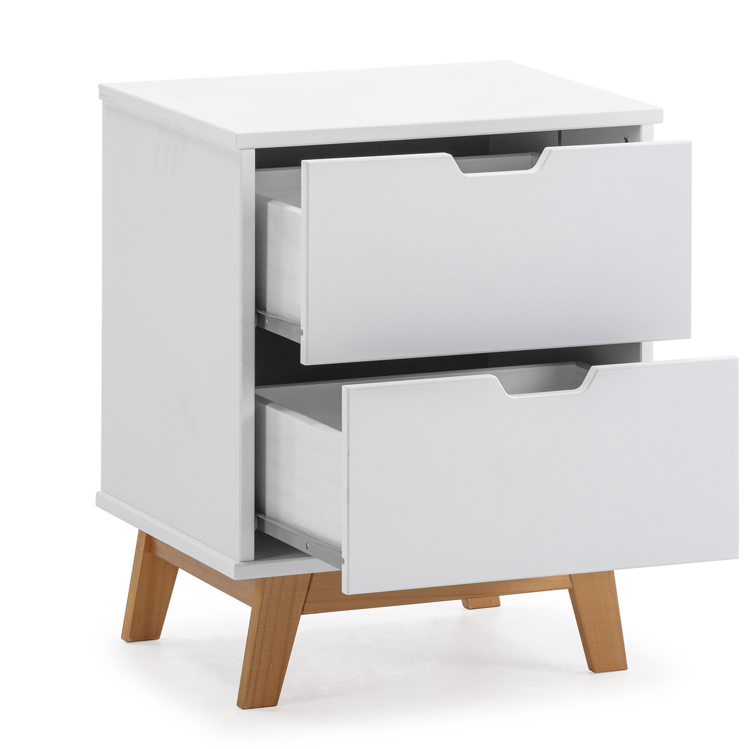 Table de Chevet Miranda 2 tiroirs Blanc, MDF laqué en couler Blanc - 2