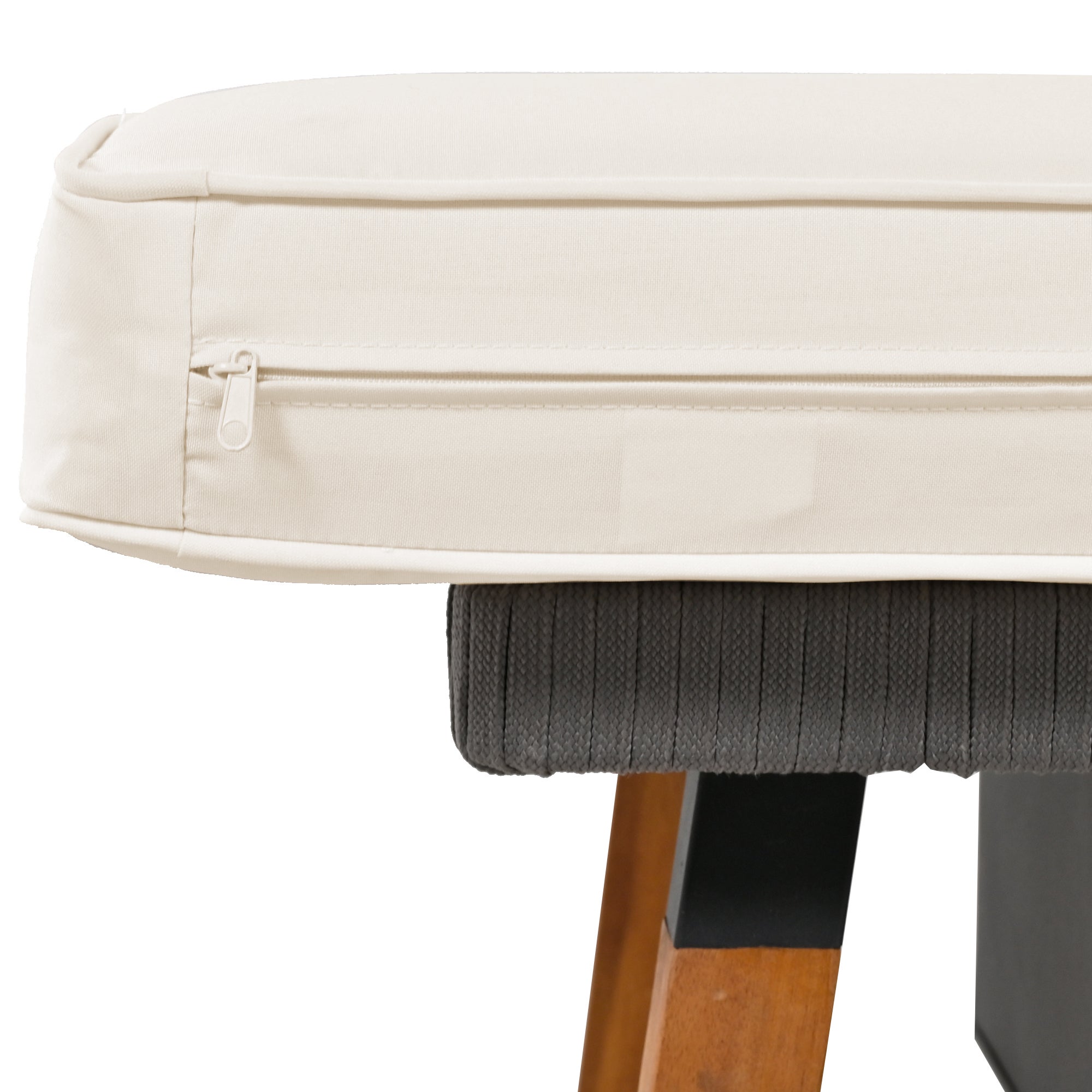 Balançoire canapé d'extérieur 2 places en rotin beige | Coussins amovibles et lavables (assise/dossier) - 8