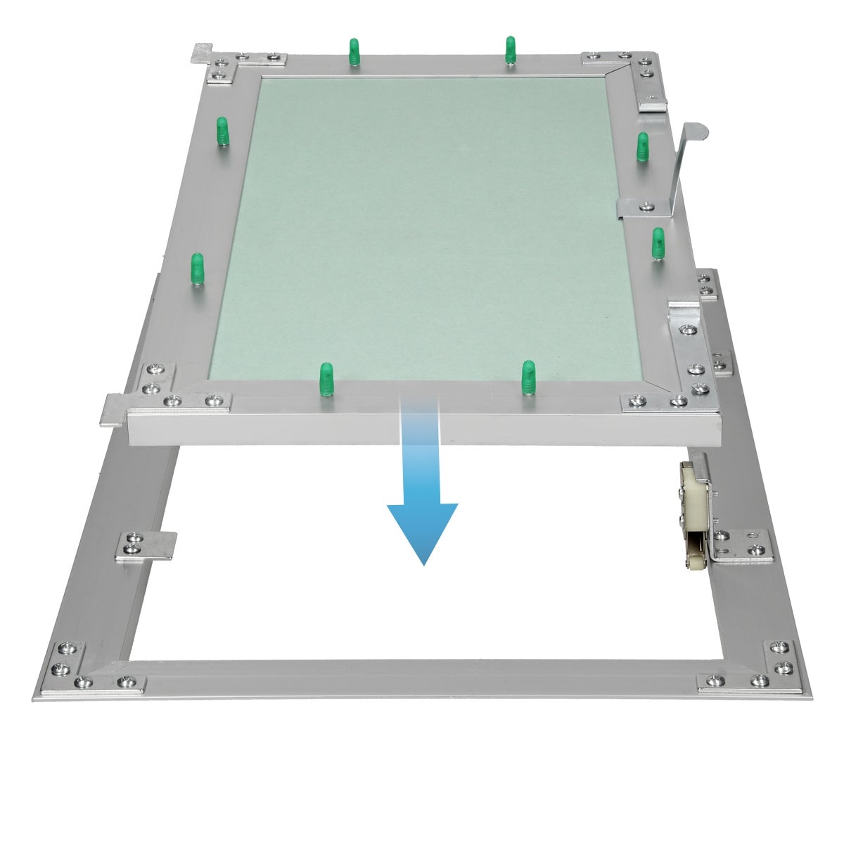 Trappe de visite 250x400 mm aluminium/vert plaque de plâtre imprégnée charnière de porte à droite/à gauche ouverture et fermeture par bouton-poussoir - 3