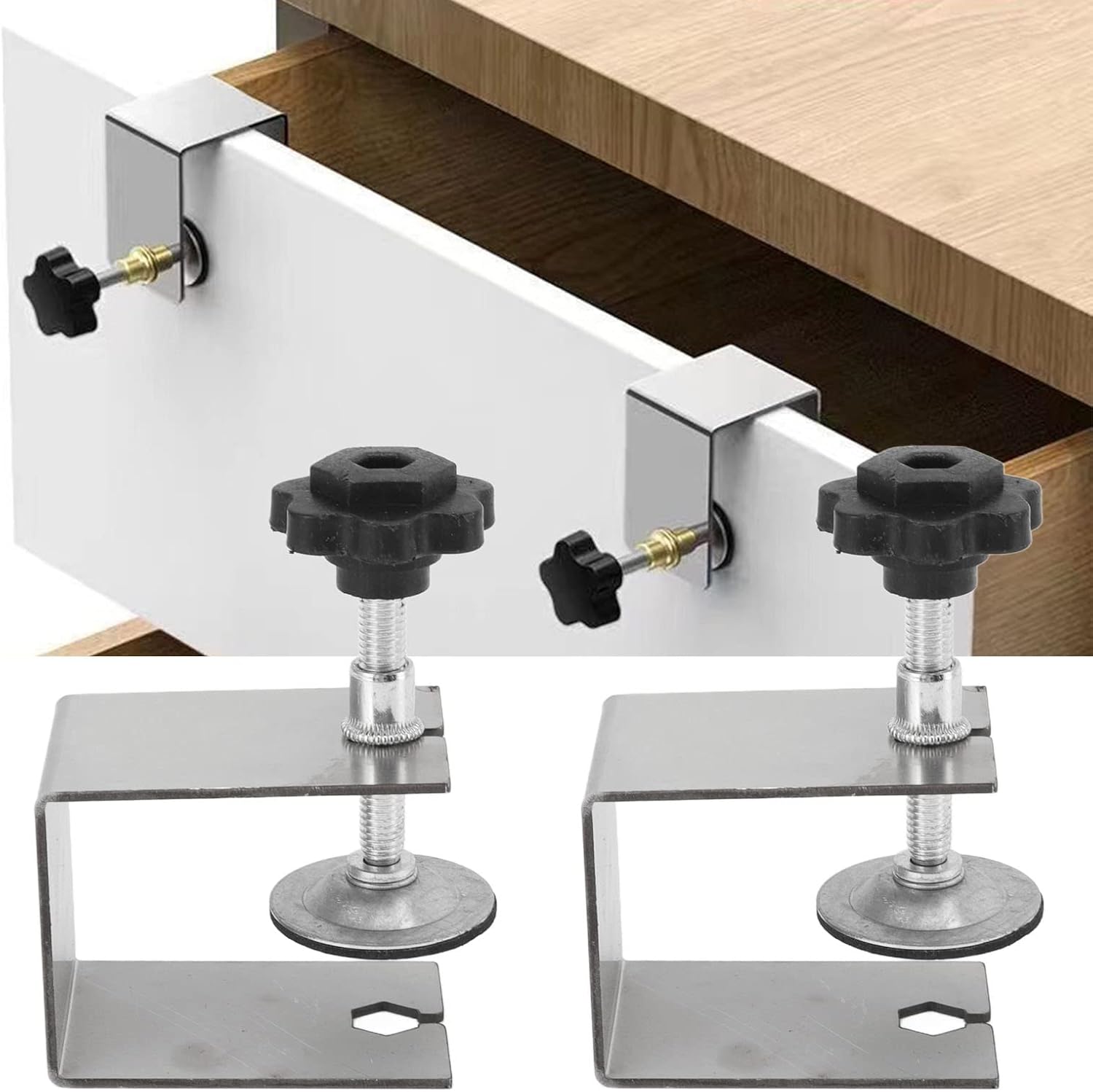 Lot de 2 pinces d'installation avant pour tiroir d'armoire, outils pour le travail du bois Lot de 2 pinces d'installation avant pour tiroir d'armoire, outils pour le travail du bois
