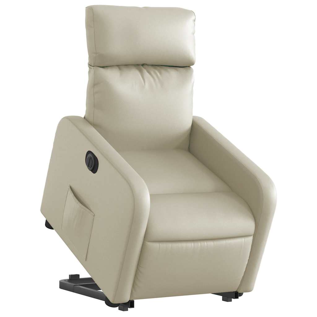 Fauteuil inclinable électrique crème similicuir - 3