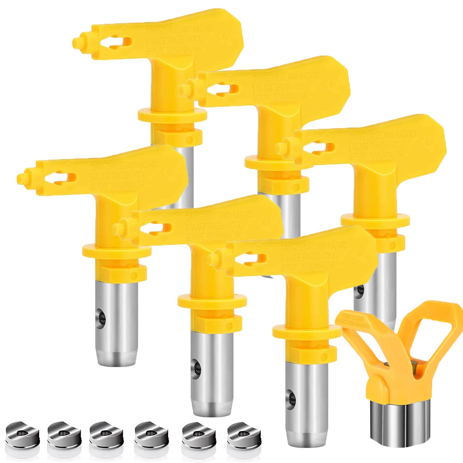 6 sztuk dysz Airless, dysza do pistoletu Airless do pistoletu do malowania wysokociśnieniowego (typy 515, 517, 519, 521, 523, 525)