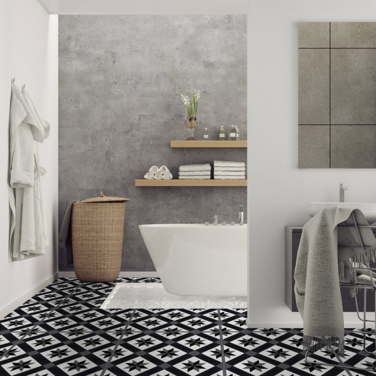 Dalle PVC autoplombante sous-couche intégrée effet carreaux ciment cordoba black GERFLOR Senso Unik - 3