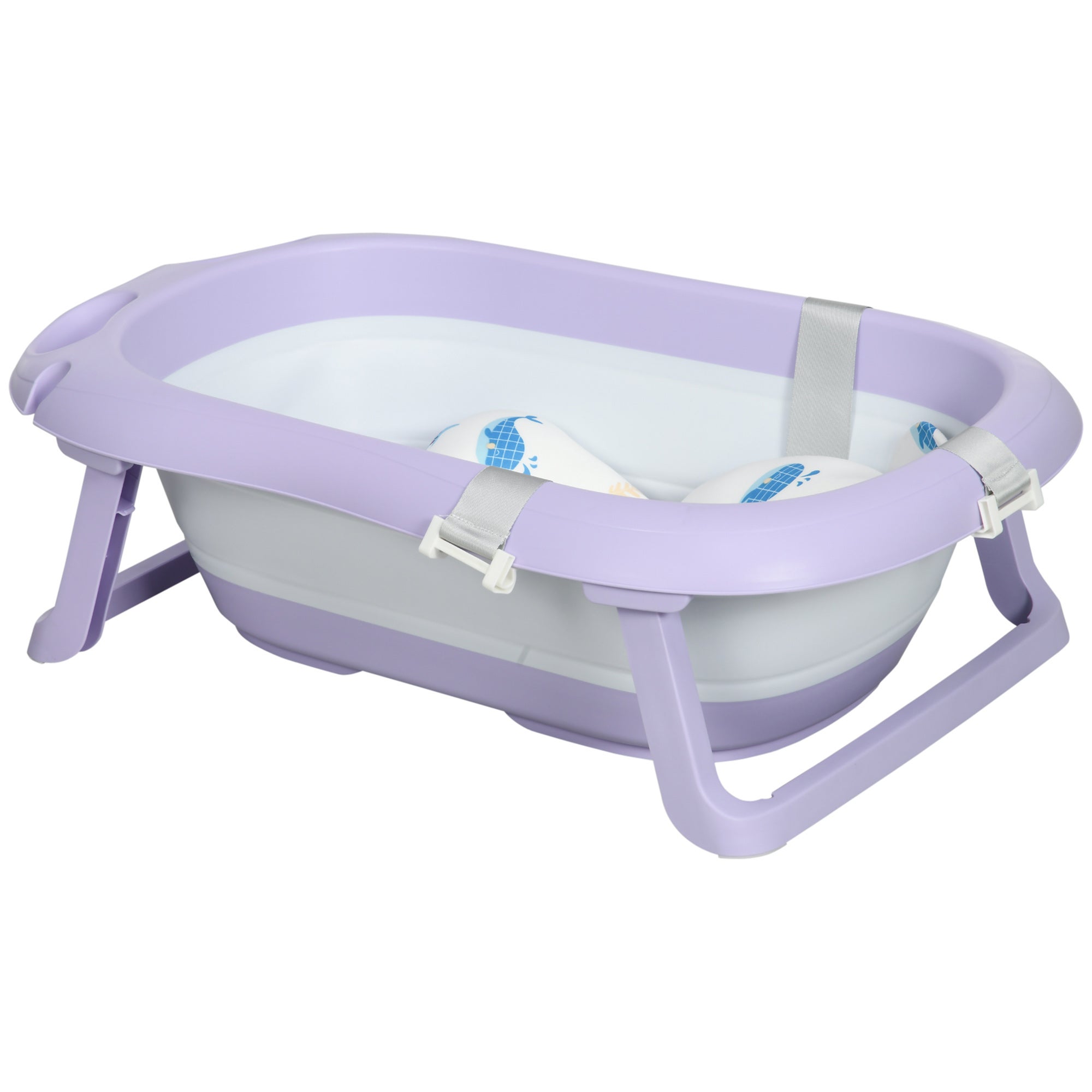 Sdraietta Neonati Elettrica Il Numero 1 Del Risparmio-VASCHETTA BAGNETTO PIEGHEVOLE BAMBINI 0-6 ANNI CON CUSCINO E 2 RIPIANI, 83X48X23.5 CM, VIOLA E BIANCO Vasino Bambini
