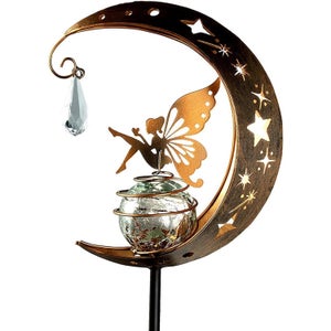 Luci Solari Da Giardino A Forma Di Luna Con Fata - Decorazione LED Per Esterni, 84x16,5 Cm, Ferro Bronzo, Impermeabile, Accensione Automatica, Per Balcone E Sentiero - 4
