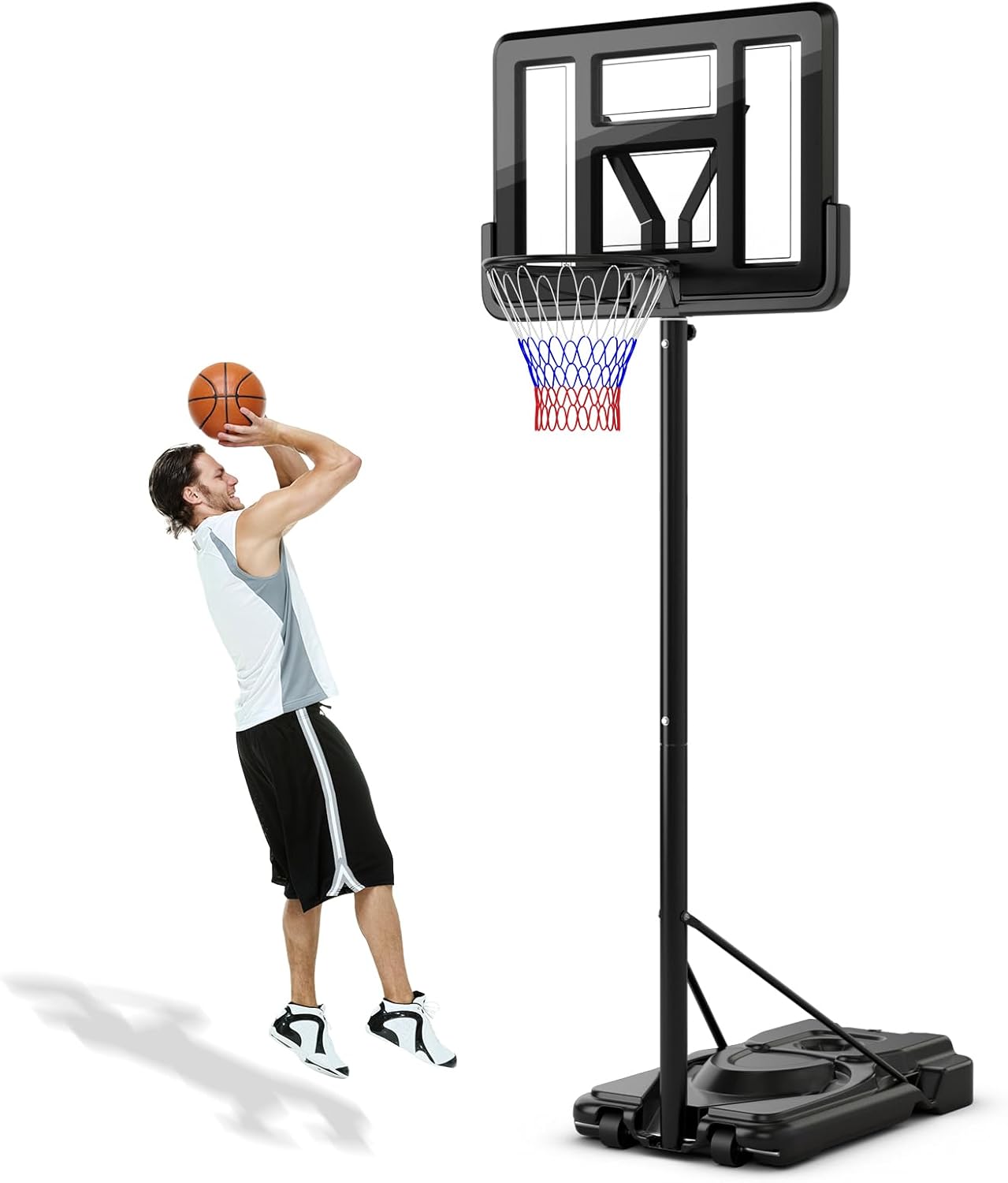 Panier de basket extérieur réglable 83x75x206-260 cm pour enfants, sur