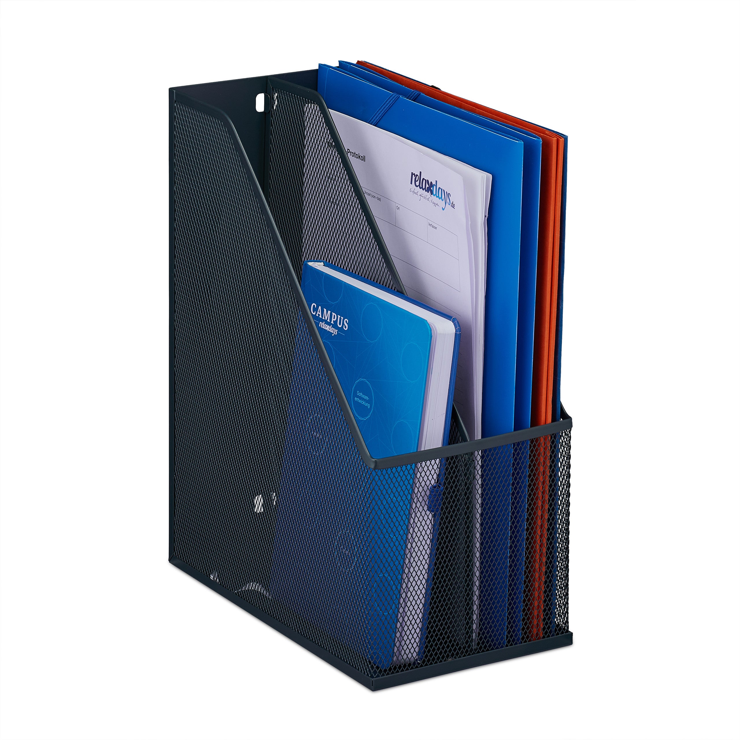 Organiseur De Bureau Relaxdays 4 Compartiments A4 Design Maille - Rangement Parfait Pour Documents Et Télétravail