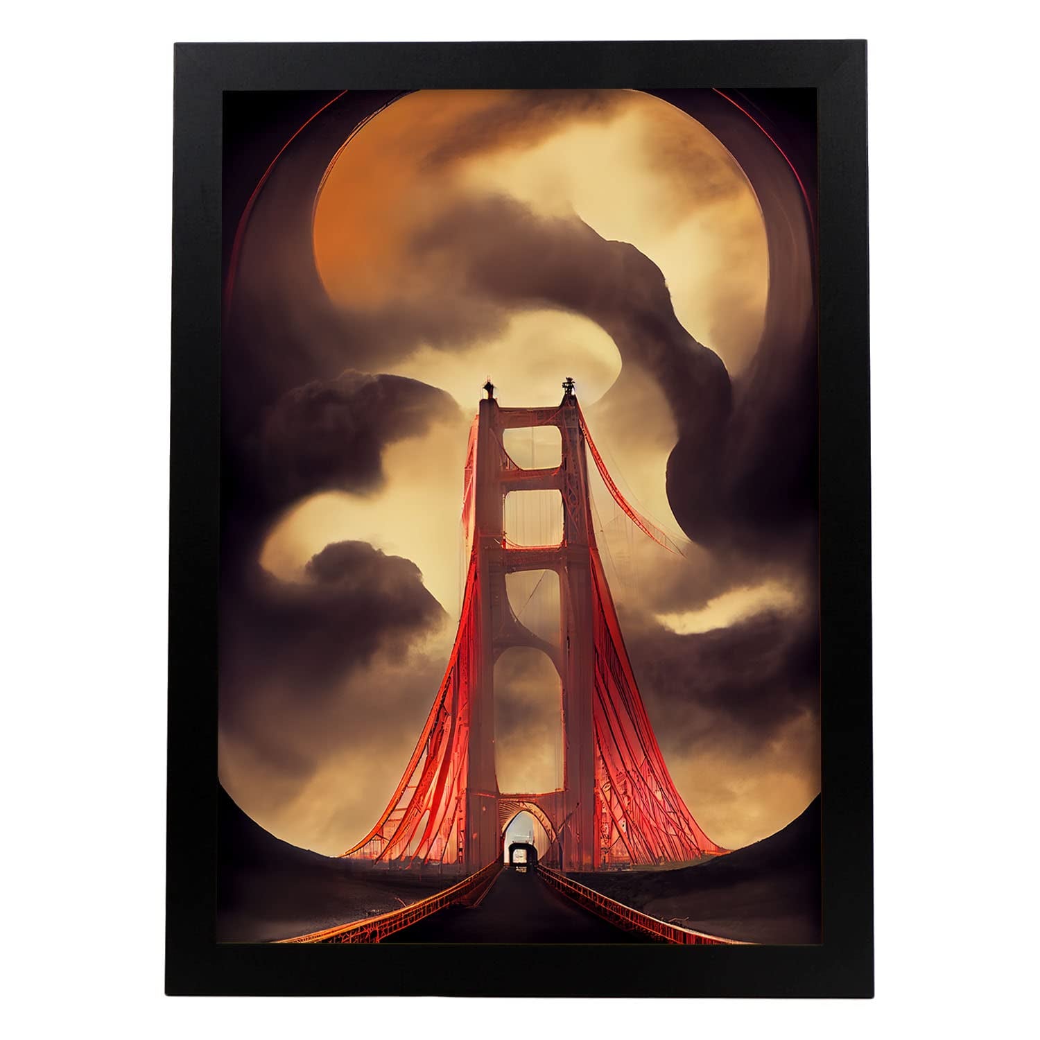 Nacnic lámina puente golden gate humilde al estilo de t burton ilustraciones de monumentos ciudades paises inspiradas a3 marco negro