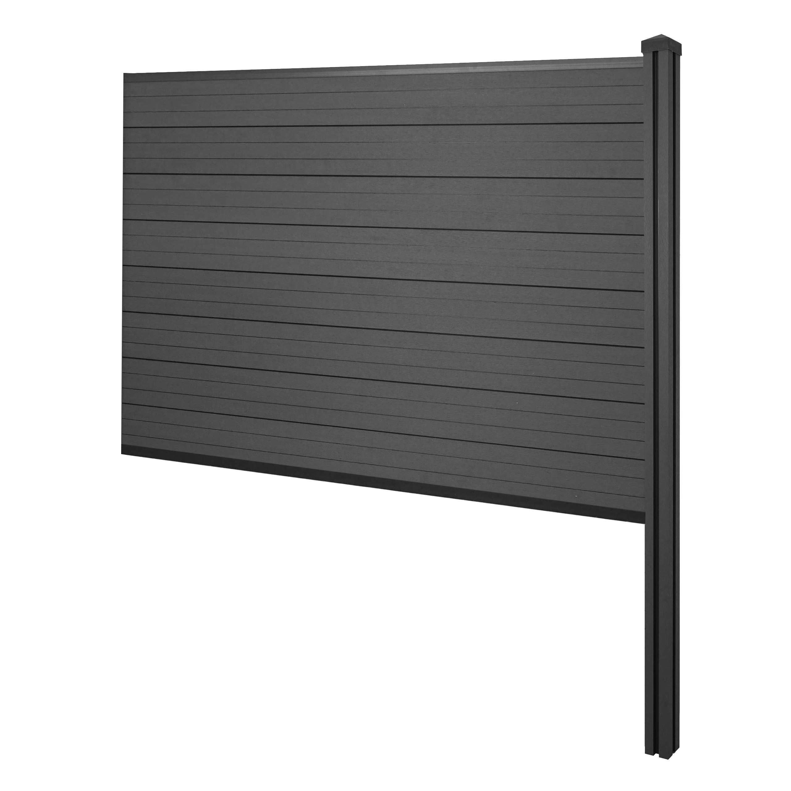 Parawan WPC Sarthe, parawan ogrodzeniowy, słupek WPC do zabetonowania ~ element przedłużający, 188 cm, antracytowy