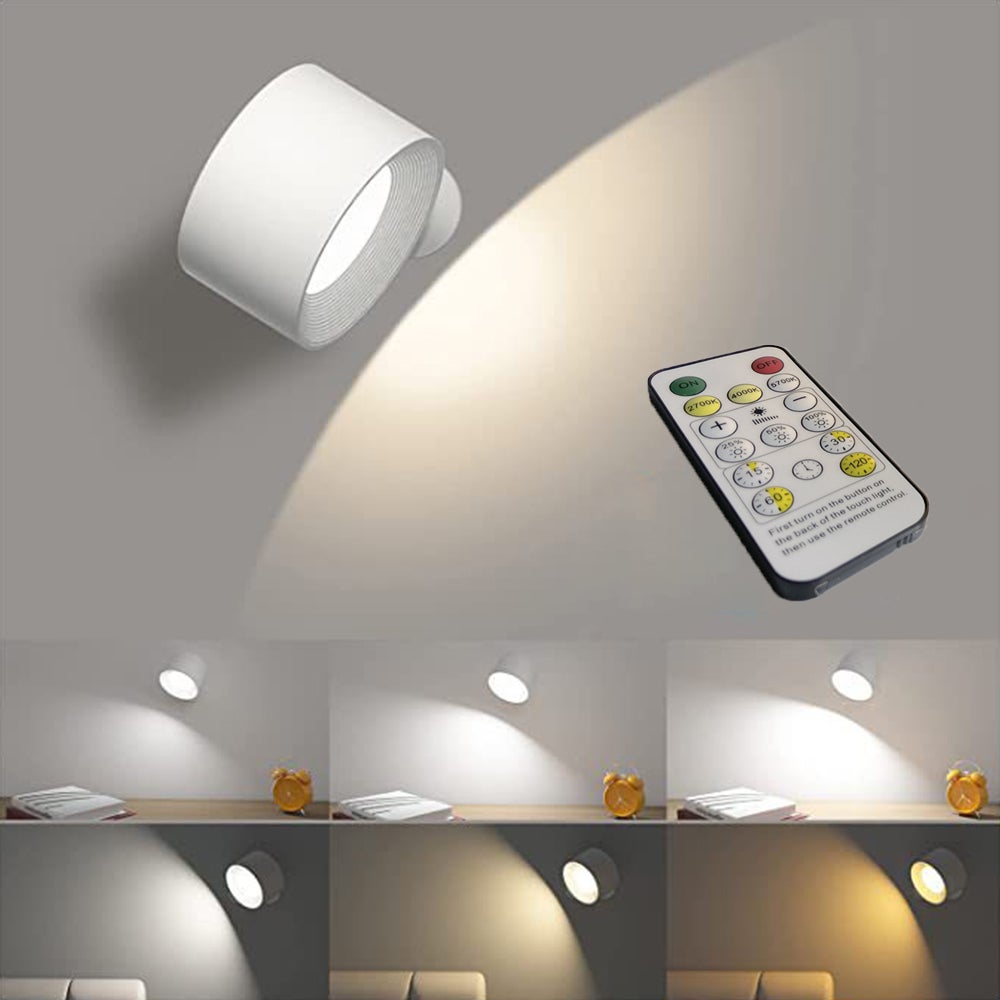 Lampa ścienna z pilotem, bezprzewodowa USB, regulowane oświetlenie, obrót o 360°, lampka nocna, dekoracja wnętrz, lampka do czytania, magnes na szafkę