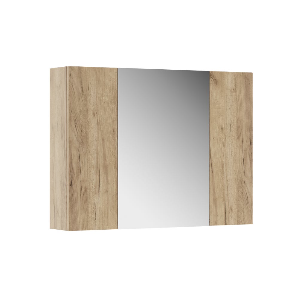 Vicco Szafka z lustrem w łazience Leopold, Złoty dąb energetyczny, 80 x 59.2 cm z półkami