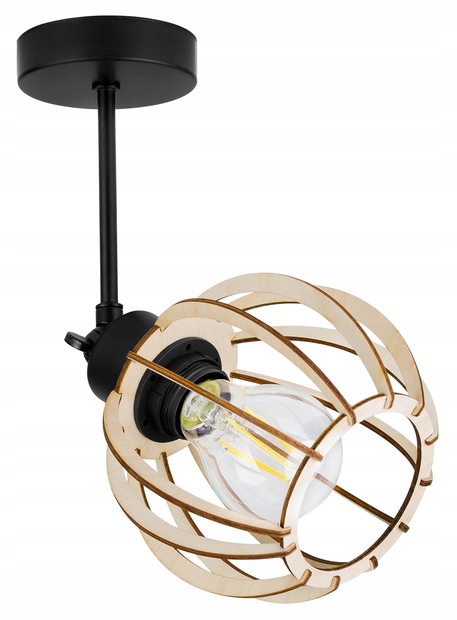 Lampa sufitowa wisząca Timber loft 1xE27 abażur kula drewniana Light Home LH