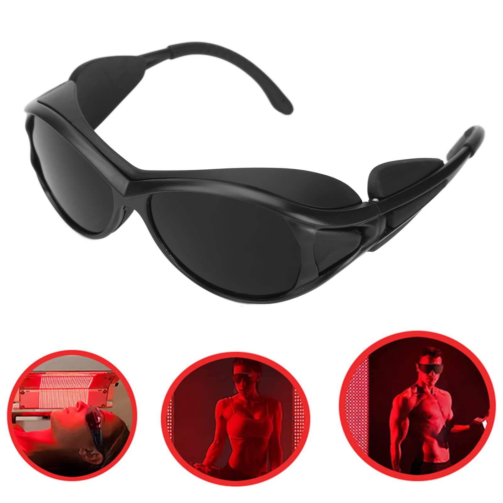 Lunettes de protection oculaire contre LED rouge, infrarouge et UV. Equipées de cloisons en caoutchouc, adaptées au bronzage et aux travaux laser. - 6