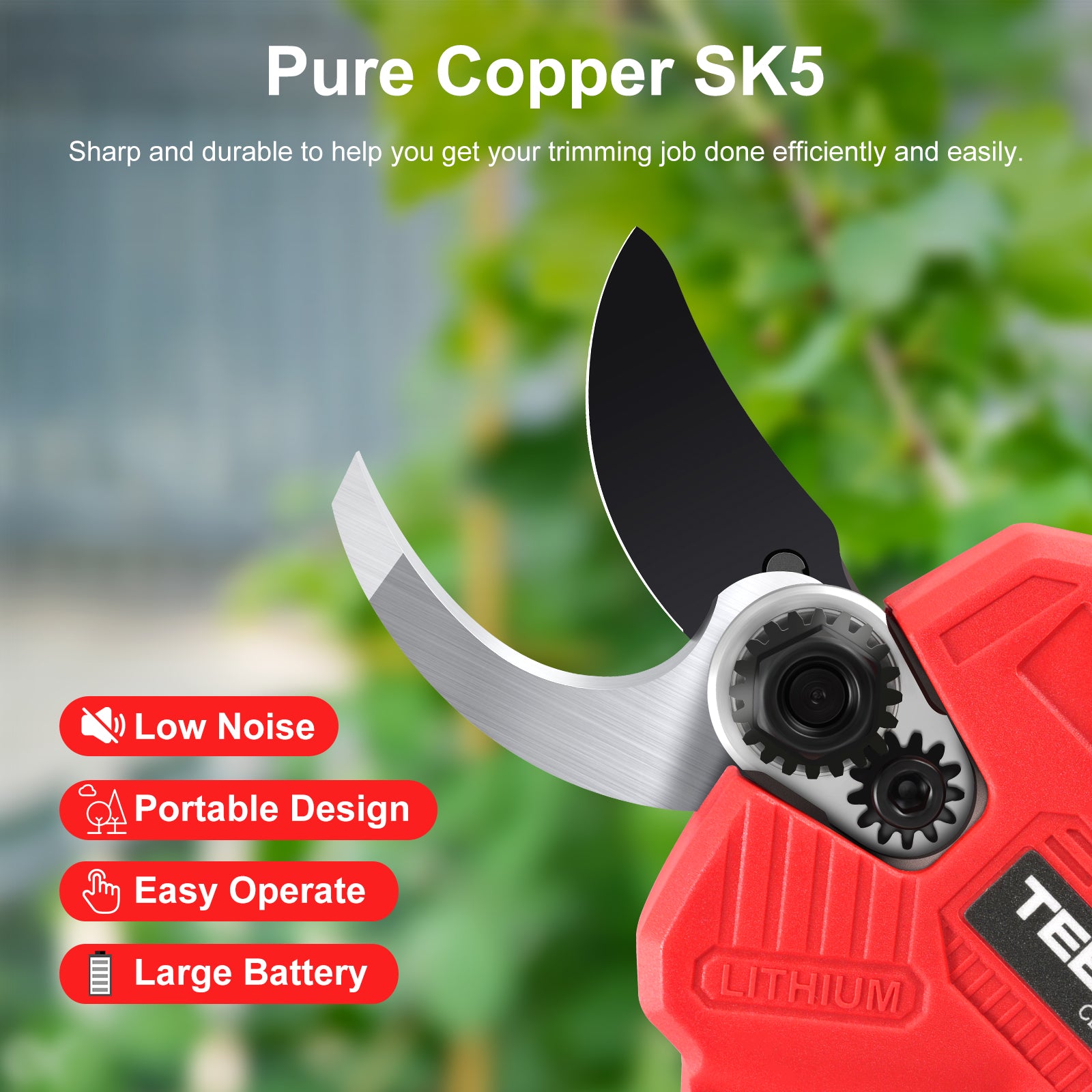 TEENO Sécateur Électrique Brushless, 1 x 2000mAh Batterie - 4