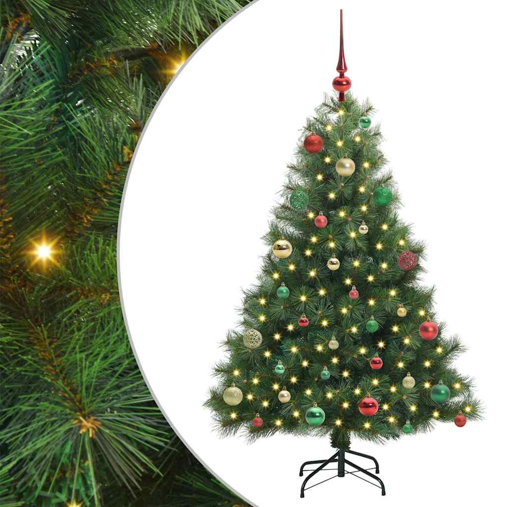 Sztuczna choinka z 150 diodami LED Zielony 150 cm PE i PVC