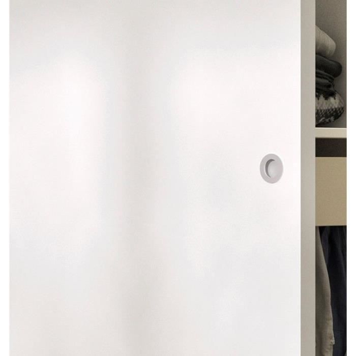Kit porte coulissante - Blanc prêt à peindre -C - rail 2 amortisseurs + cache rail blanc - H 204 x L 93 cm - 4
