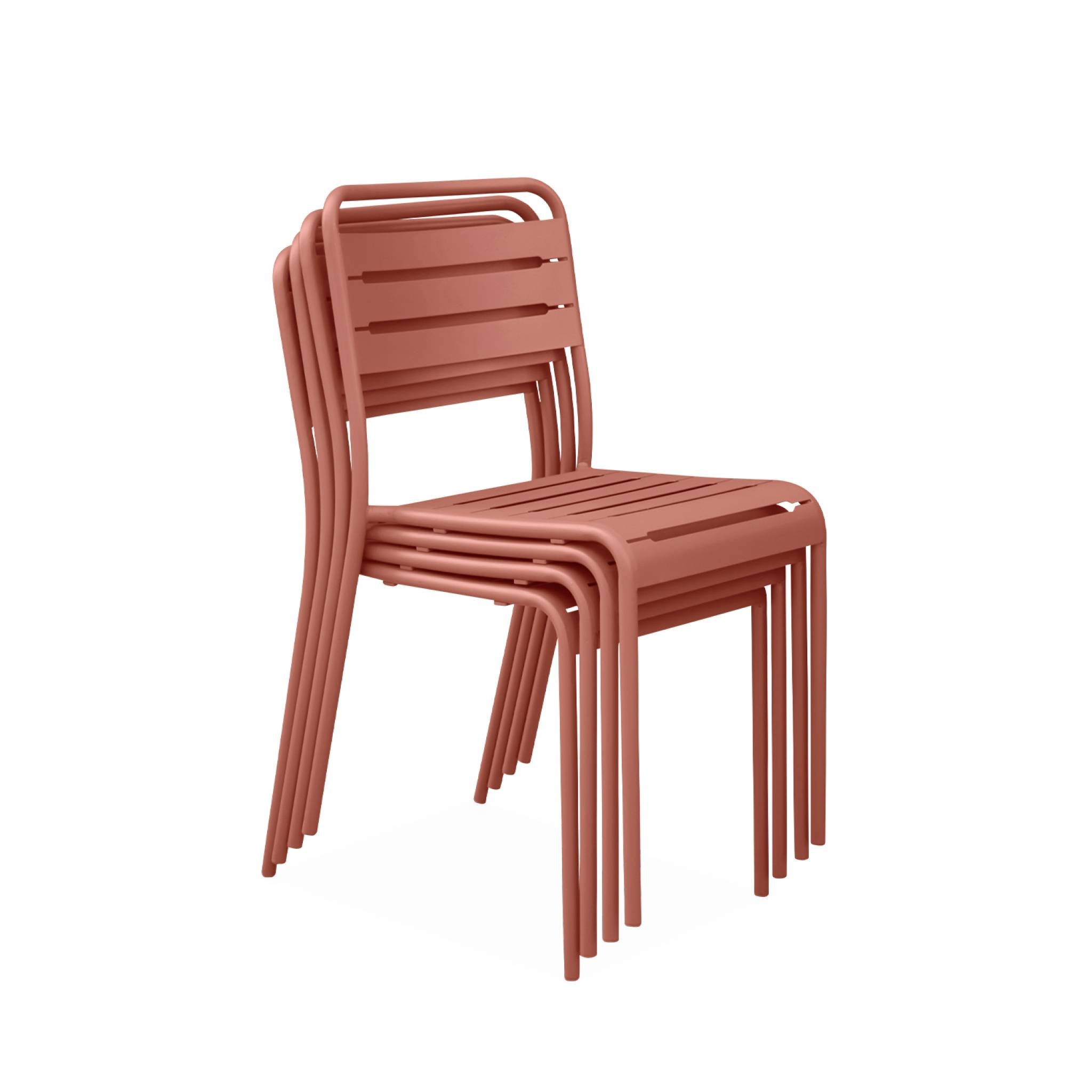 Lot de 4 Chaise de jardin sans coussin Amelia en Acier Rouge - 6