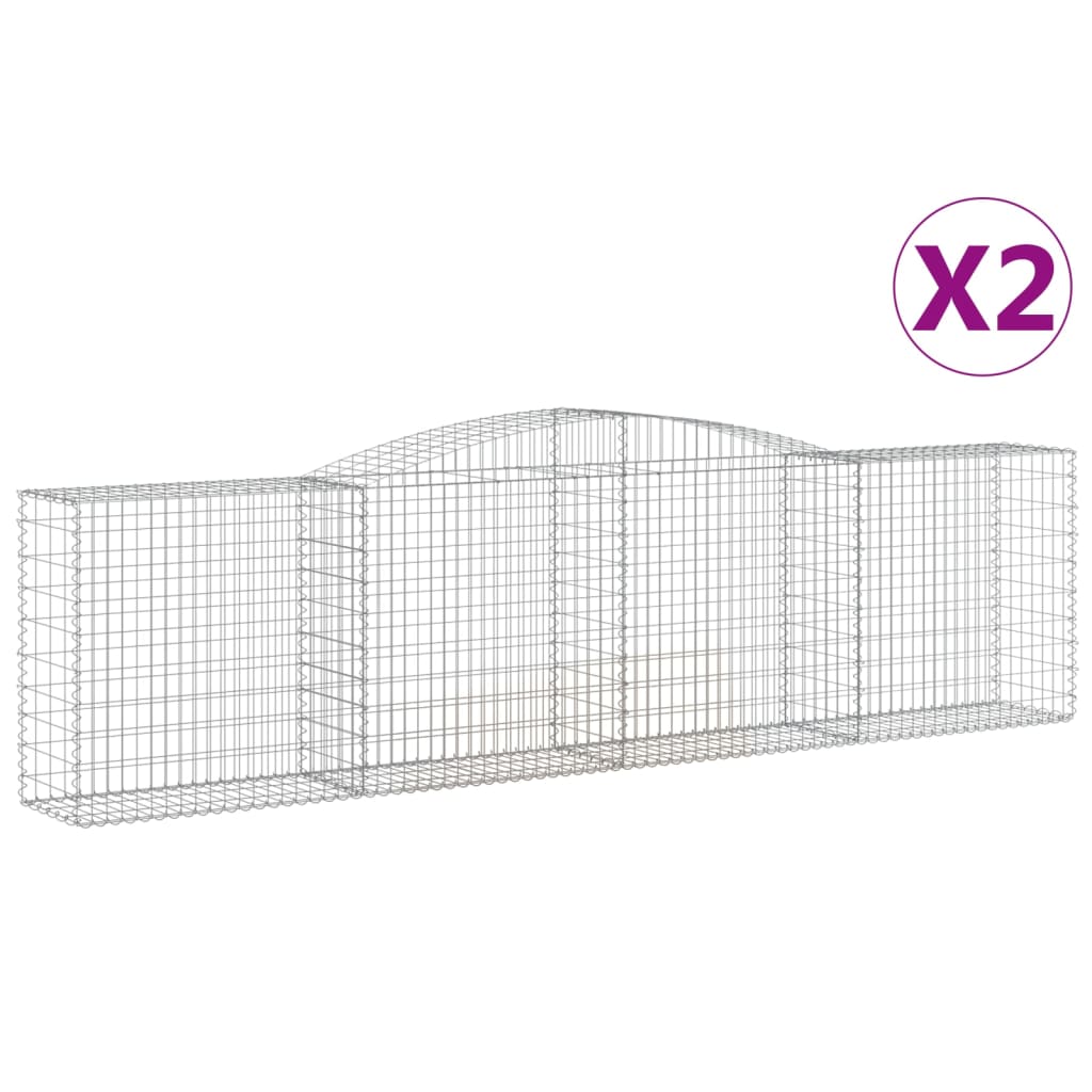 Juego de 2 cestas de gaviones arqueadas para valla jaula o muro de contención 400 x 50 x 100/120 cm hierr 02_0041400