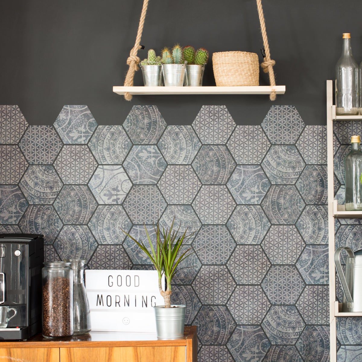 Vinilo azulejos hexagonales old beauty - adhesivo de pared - revestimiento sticker mural decorativo - 28stickershexagones10x9cm