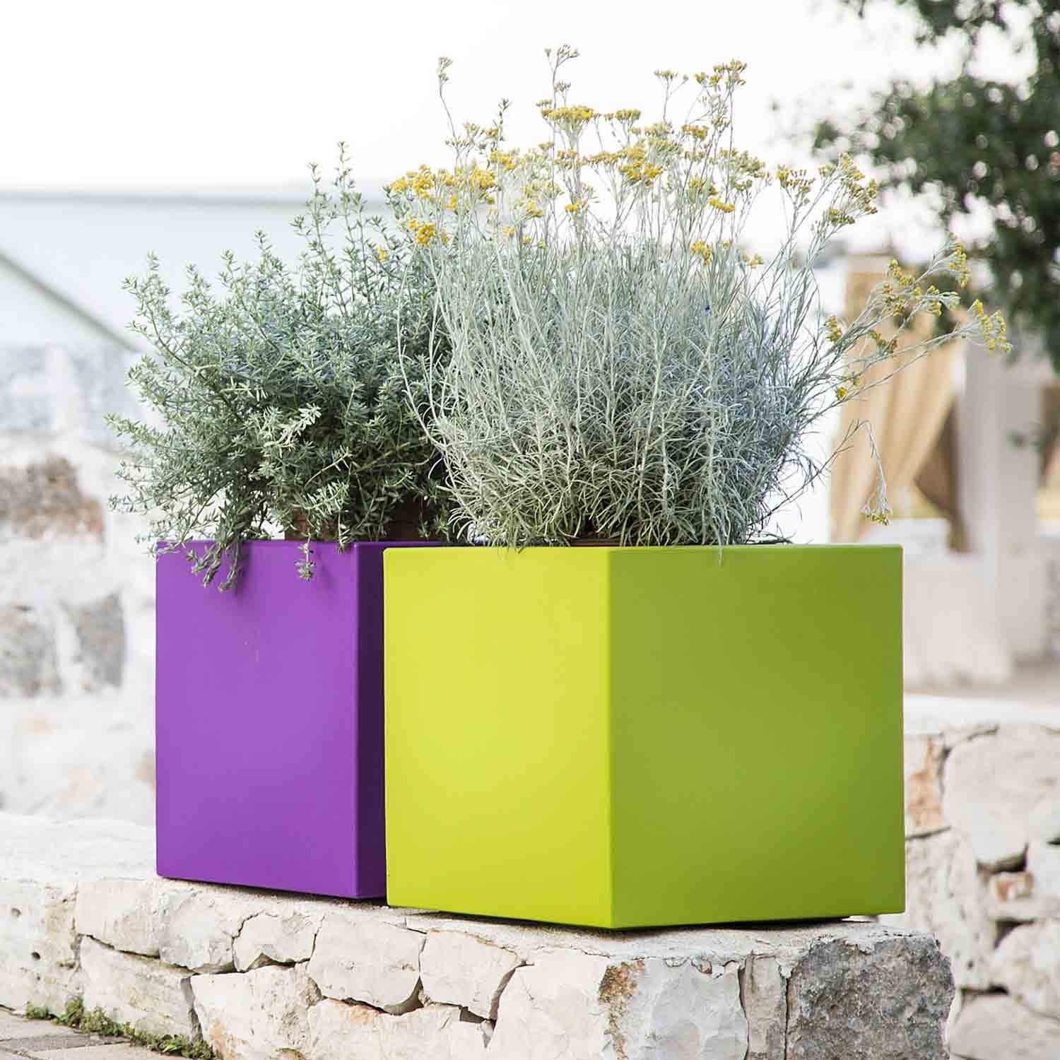 Pot de fleurs Cube en résine Carré H40 Violet 40x40Cm - 2