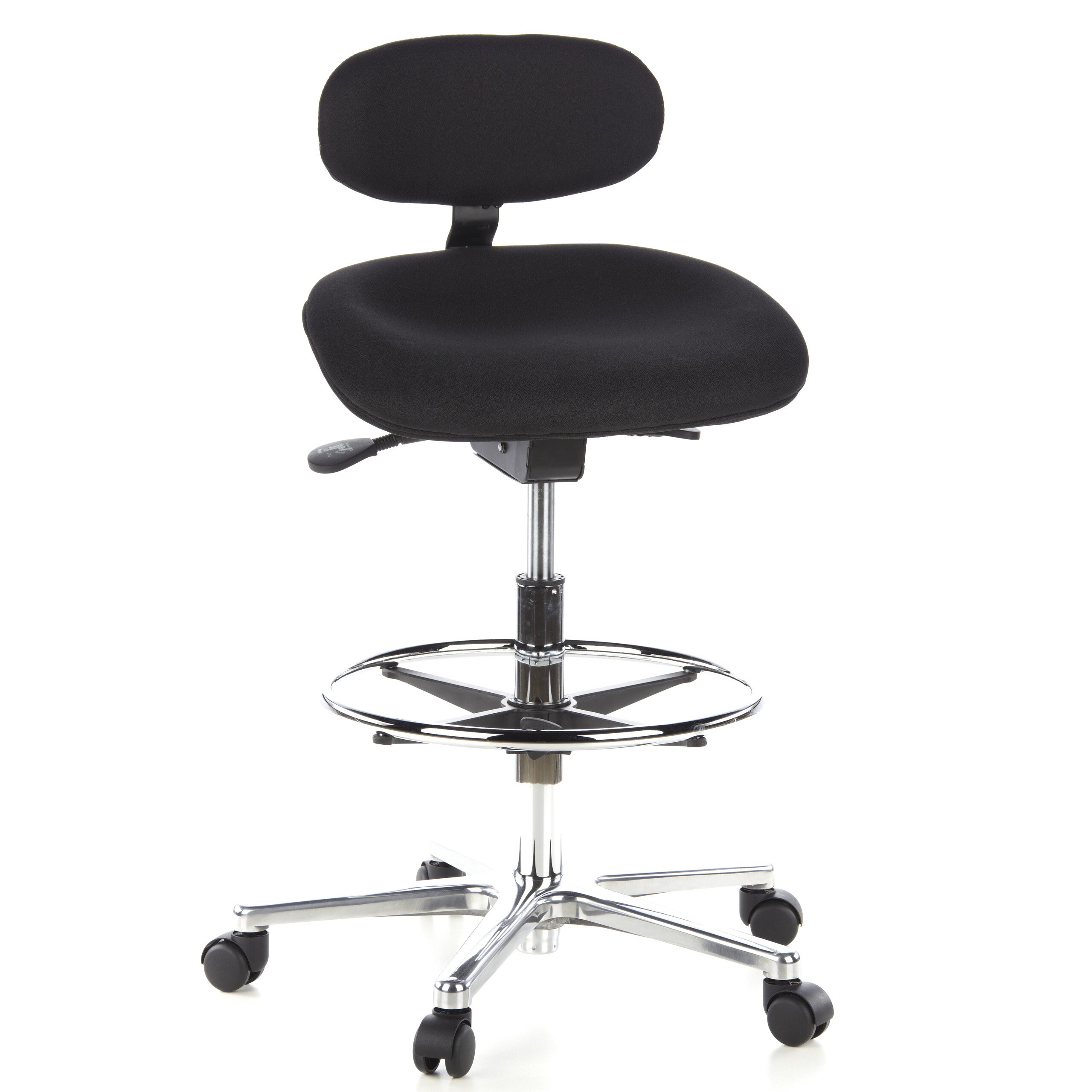 Taboret / stołek obrotowy / krzesło robocze WORK MF tkanina czarny chrom hjh OFFICE