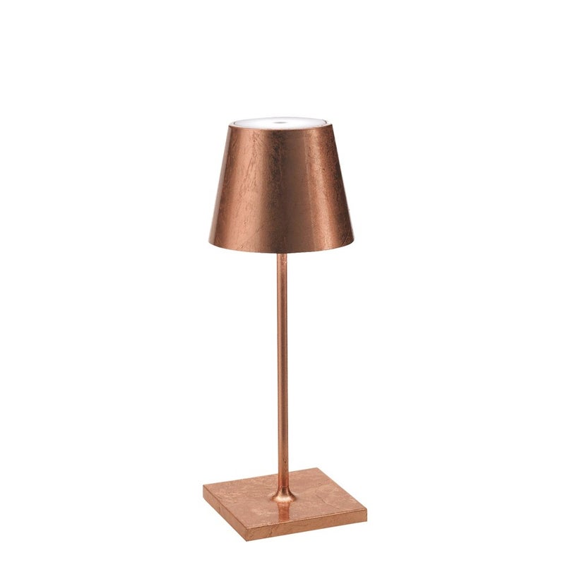 Фото - Настільна лампа Zafferano Lampa stołowa LED Poldina Pro Mini Copper Leaf, ładowalna i ściemnialna, z czasem pracy baterii do 12 go