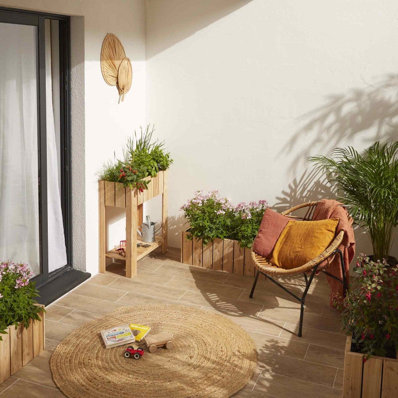 Jardinière en bois Balcon beige 79x28x28 cm - 5