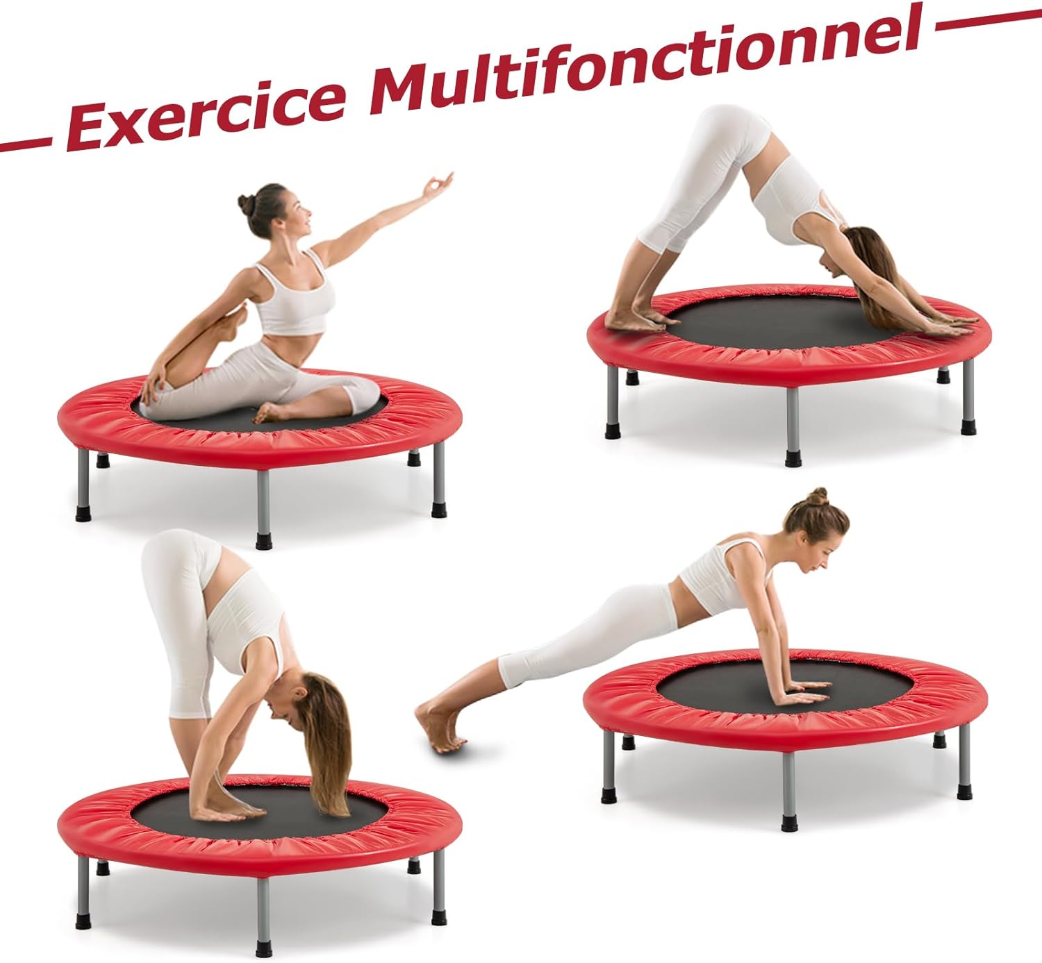 Składana Mini Trampolina, Trampolina Sportowa do Użytku w Pomieszczeniach z Matą Zabezpieczającą, Maksymalne Obciążenie 150 kg, dla Dorosłych i Dzieci - 6