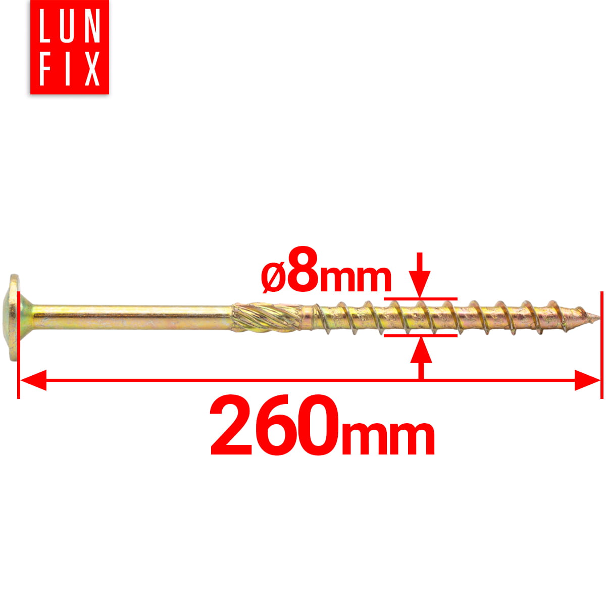 Wkręty ciesielskie z łbem talerzowym 8x260mm 1szt. - 2