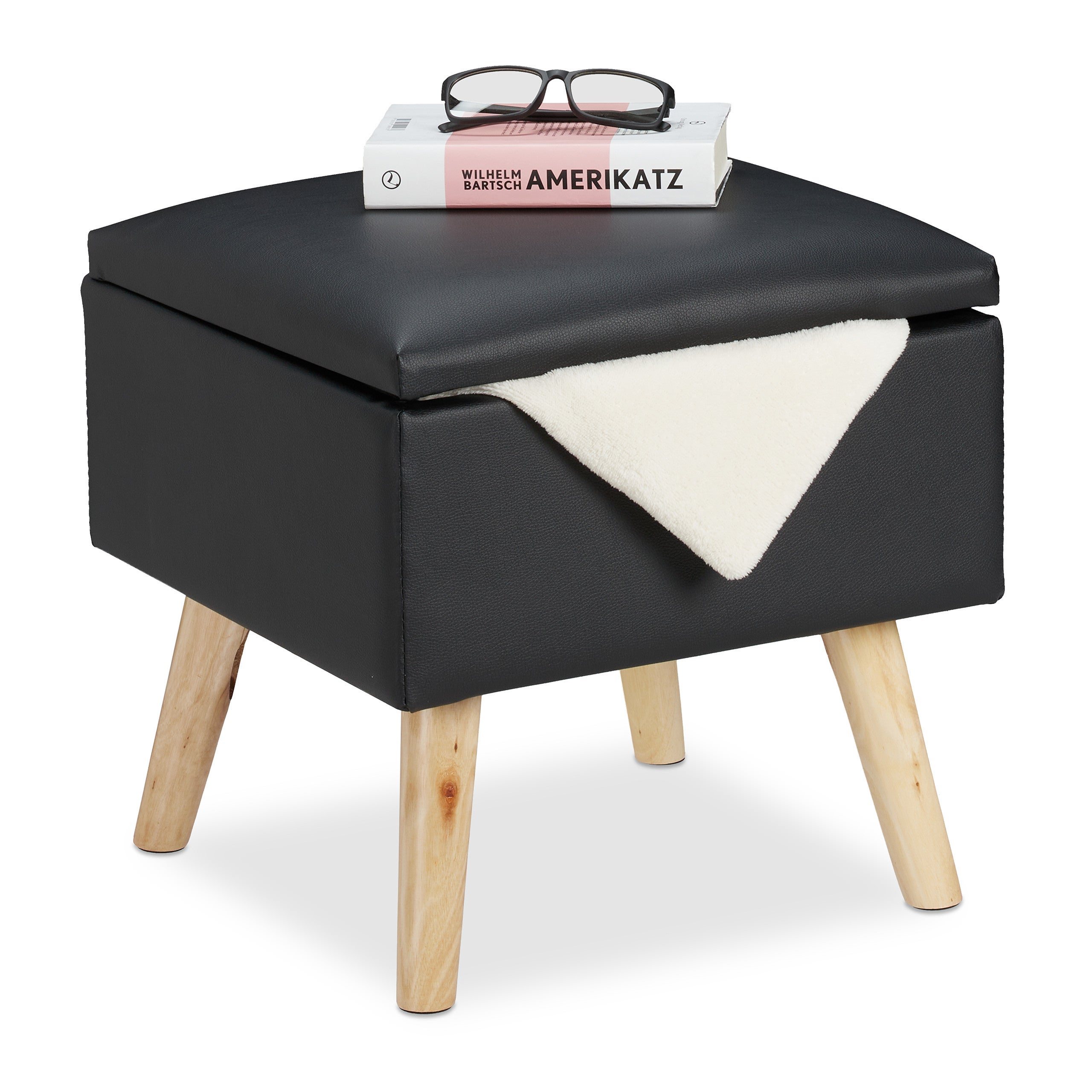 Tabouret De Rangement Velours Mauve - 35x38x38 Cm - Avec Plateau Et Rangement Intégré