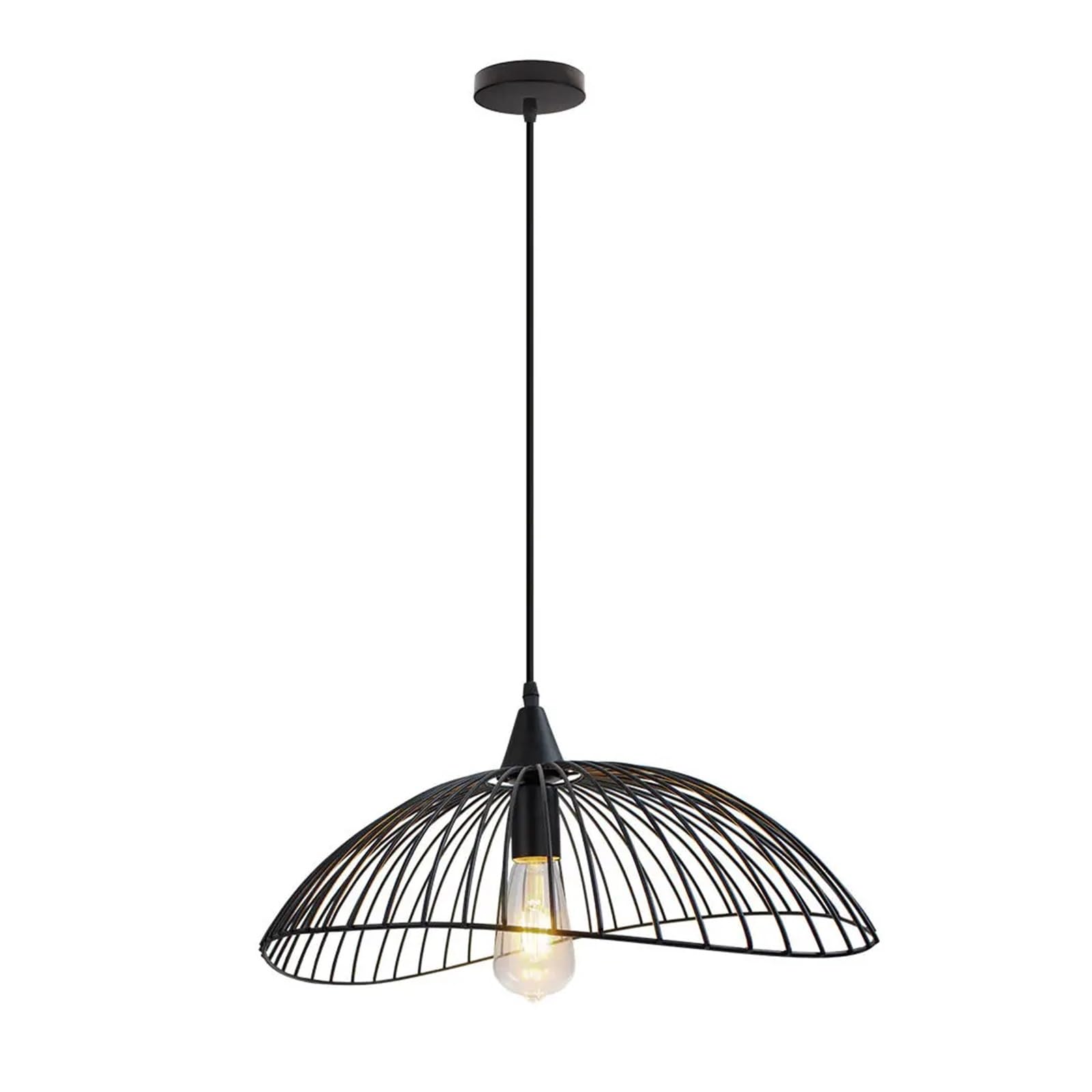 Metalowa lampa wisząca w stylu industrialnym, minimalistyczny klosz, lampa sufitowa z żarówką, kreatywna lampa wisząca, ciepłe światło 3000 K, φ25 cm