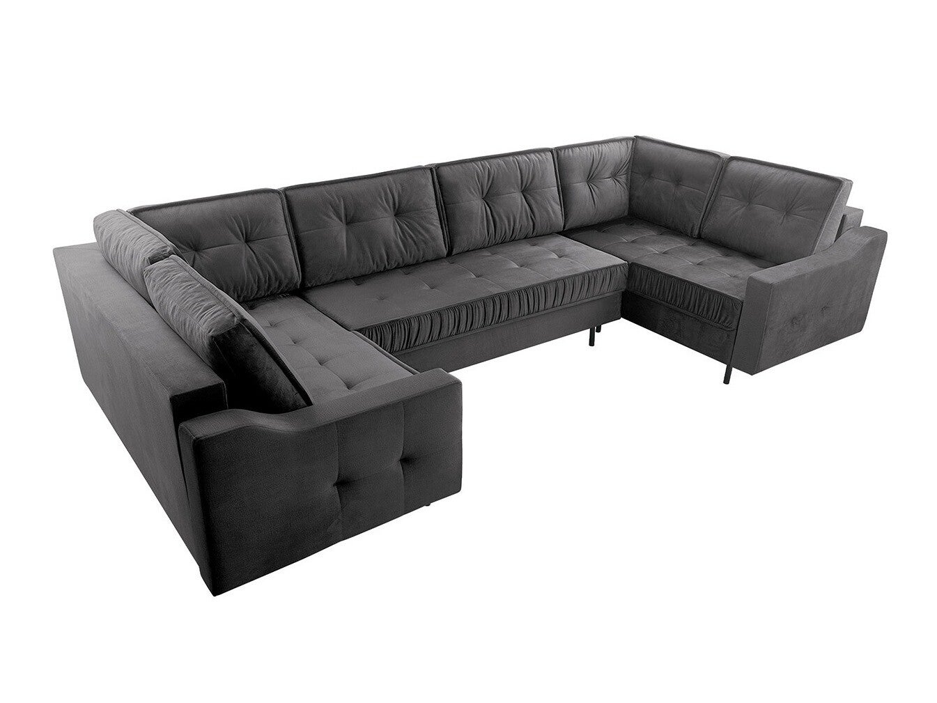 Sofá rinconero kingsport 114, gris, función de descanso, caja de ropa de cama, 365x185x105cm