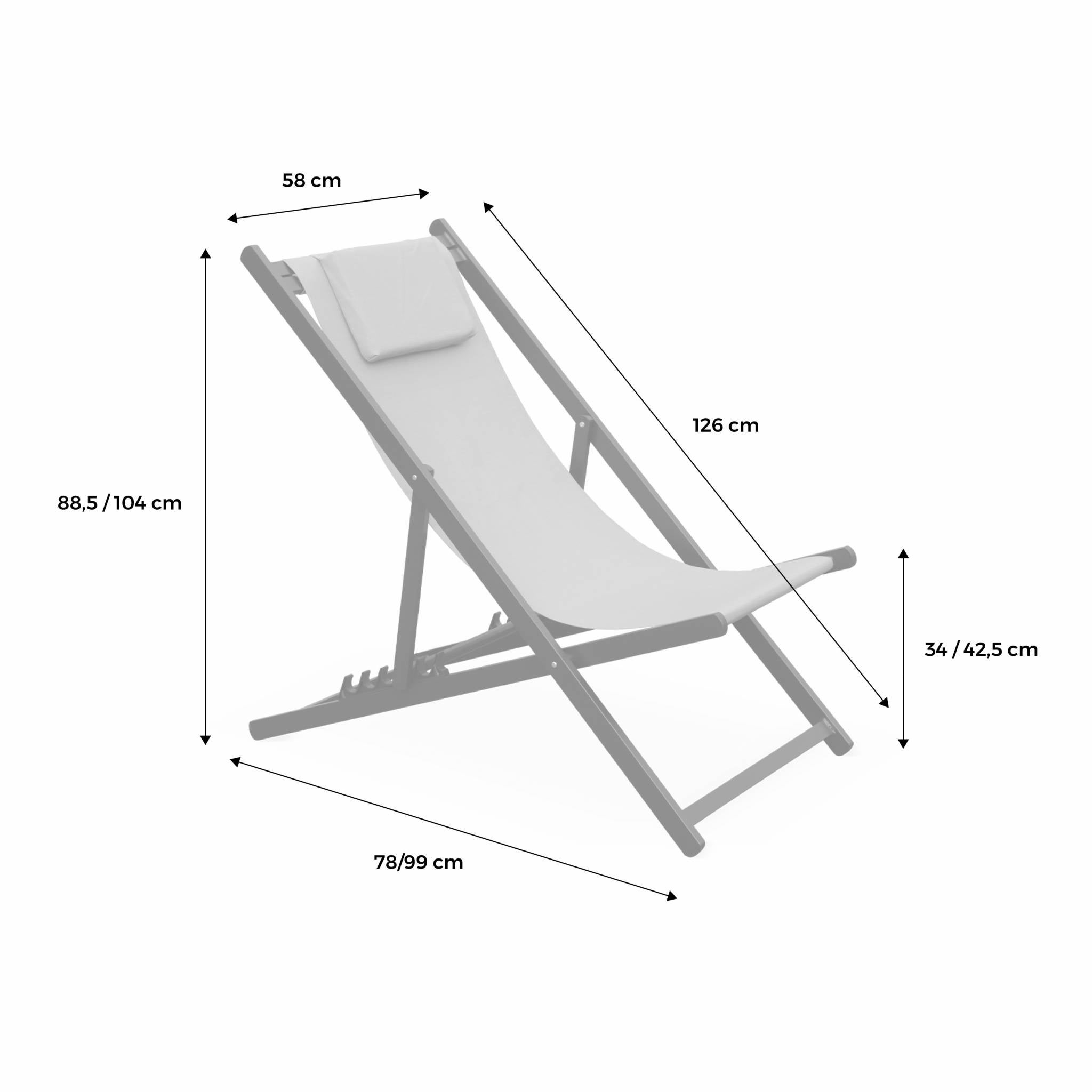 Lot de 2 bains de soleil - Gaia taupe - en aluminium blanc et textilene taupe avec coussin repose tête. chilienne - 8