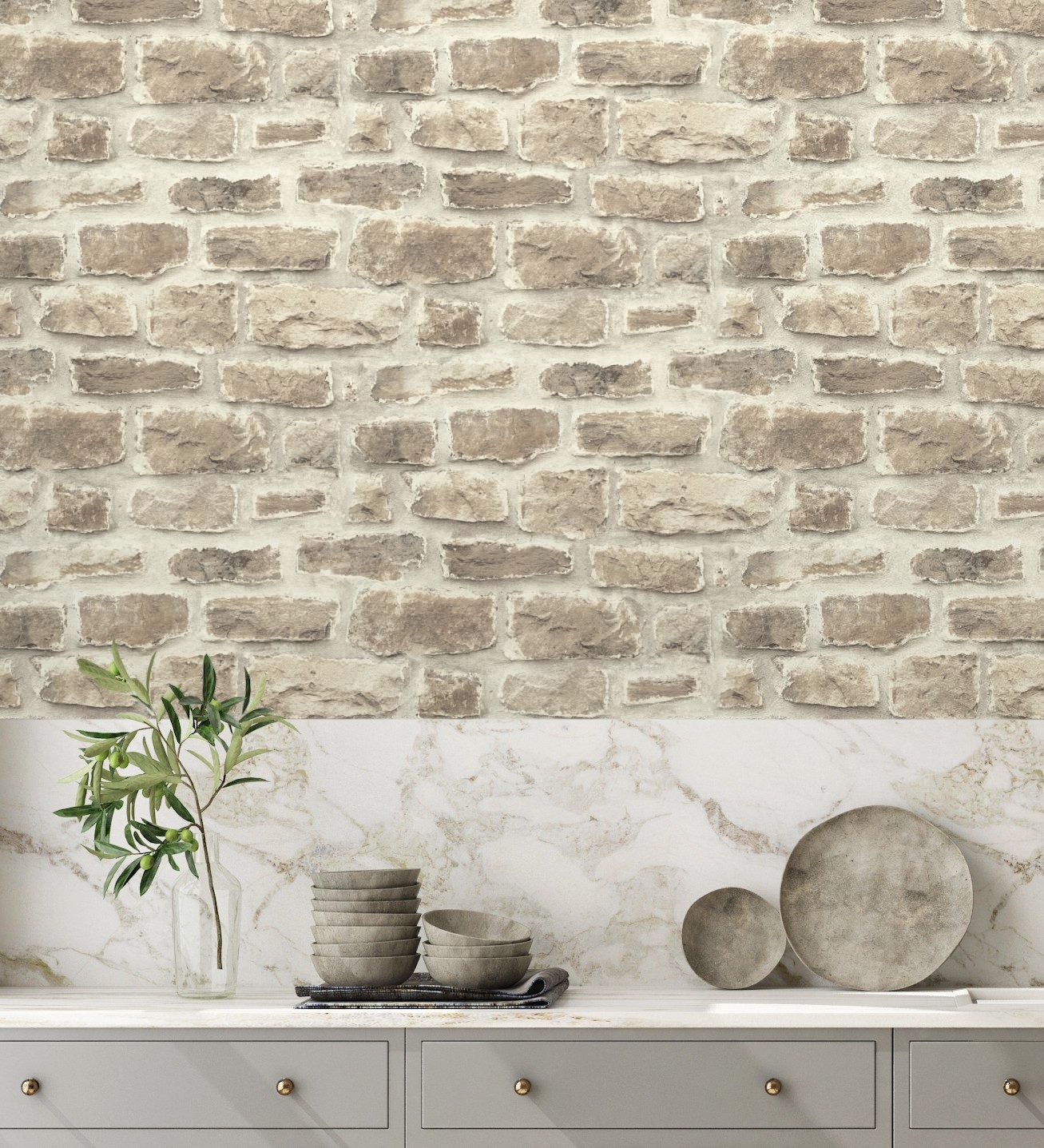 Papier peint vinyle lavable effet mur pierre rustique texturé style industriel - Greek Street 127730 de GAULAN - Rouleaux de 10 m x 0,53 m - 5