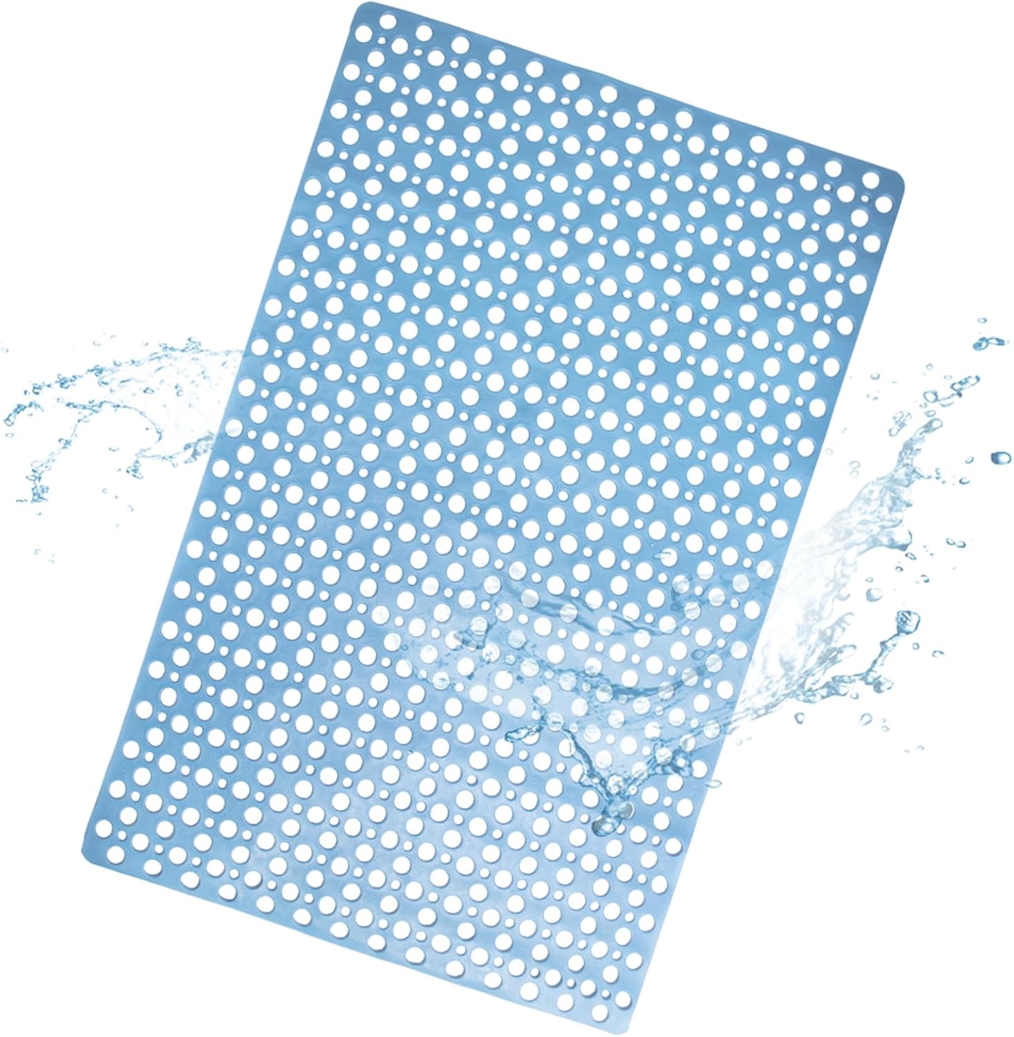 Mata antypoślizgowa do łazienki, mata prysznicowa TPE z przyssawkami i otworami odpływowymi, niebieska 43x75 cm