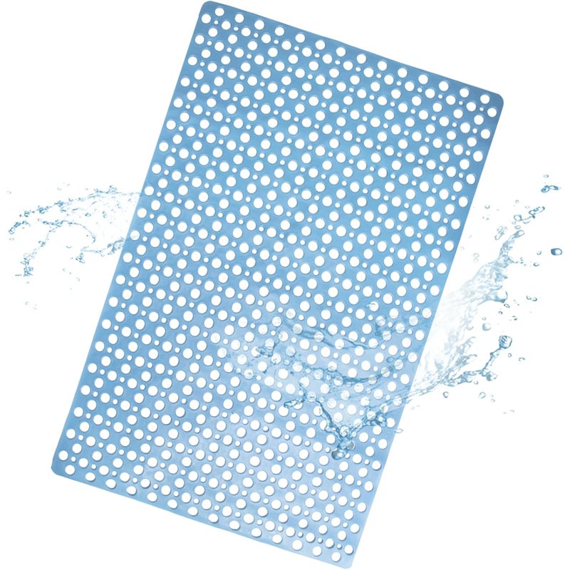 Mata antypoślizgowa do łazienki, mata prysznicowa TPE z przyssawkami i otworami odpływowymi, niebieska 43x75 cm