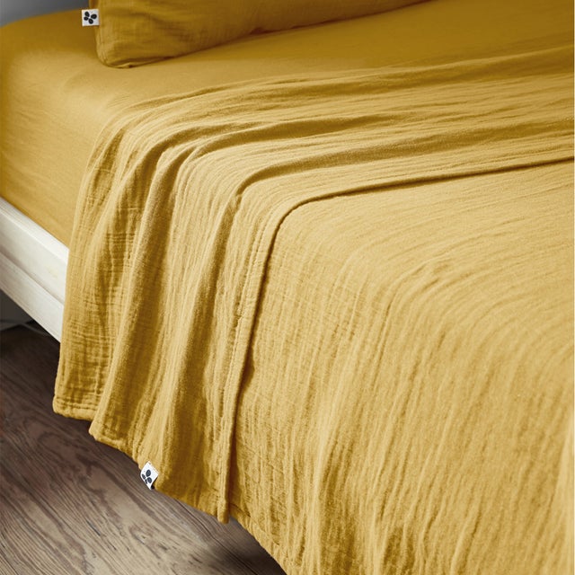 OUREA - Drap Plat 240x300cm Gaze de Coton Safran